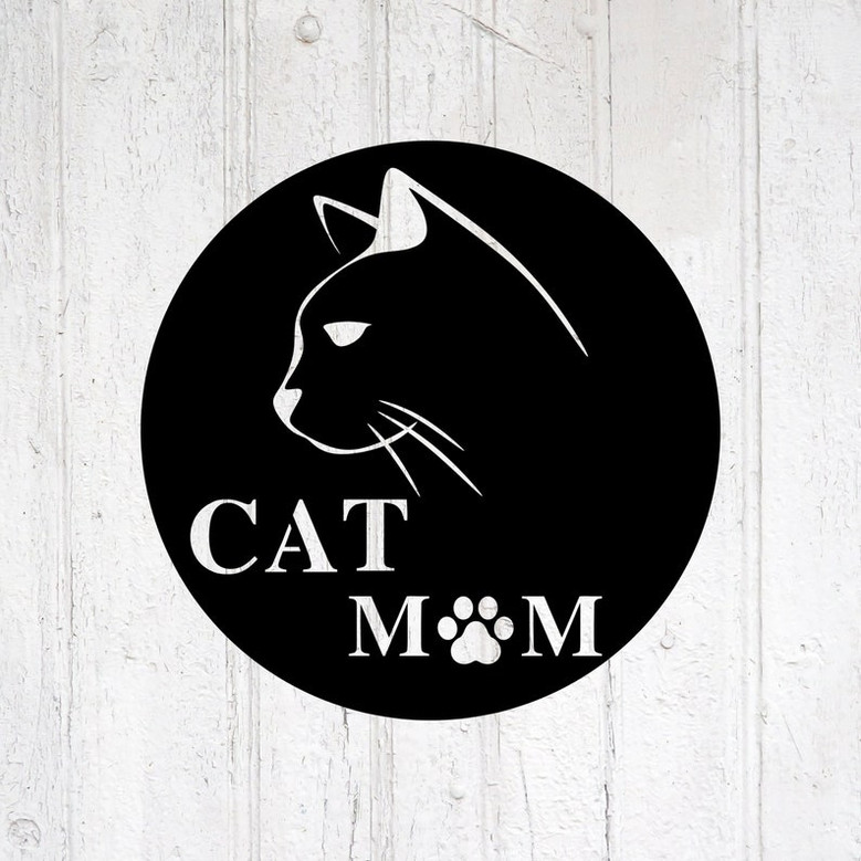 Cat Mom Metal Sign-Cat Decor-Pet Lovers-House Decor-Animal Decor-Cat Mom-New Home Sign-Cat Metal Sign-Cat Home Decor-Pet Gift