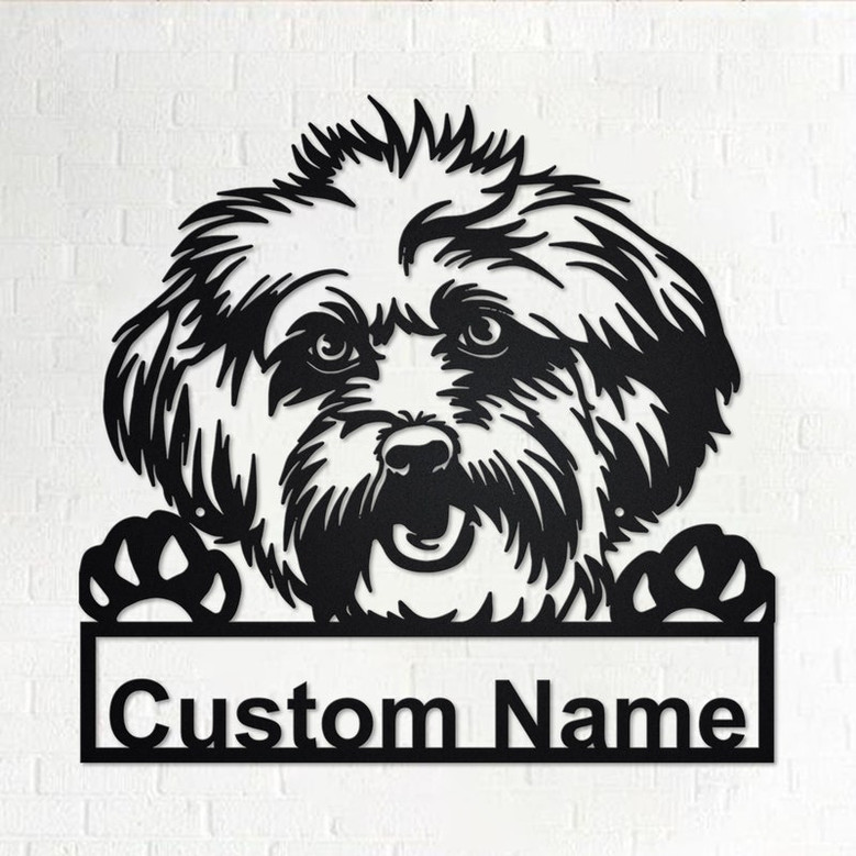 Custom Lhasa Apso Dog Metal Wall Art, Personalized Lhasa Apso Name Sign Decoration For Room, Lhasa Apso Home Decor, Custom Dog, Lhasa Apso