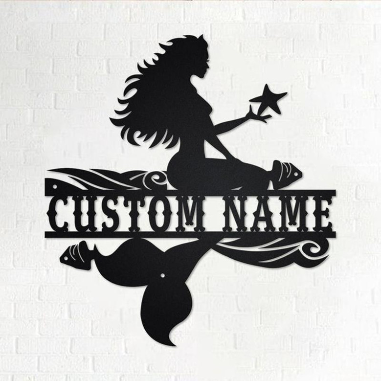 Custom Mermaid Metal Wall Art, Personalized Mermaid Name Sign Decoration For Room, Mermaid Metal Sign, Mermaid Home Decor , Custom Mermaid