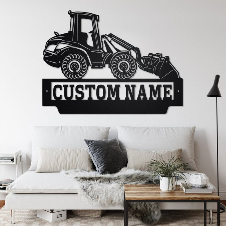 Custom Telescopic Wheel Loader Metal Wall Art, Personalized Wheel Loader Name Sign Decoration For Room, Wheel Loader Metal Home Decor