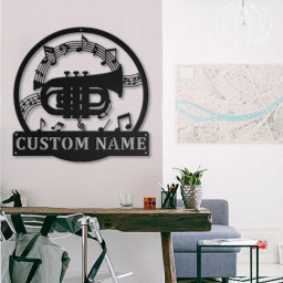 Personalized Pocket Trumpet Metal Sign Art | Custom Pocket Trumpet Metal Wall Art Bedroom Decor | Custom Trumpet Decor Decoration