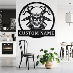 Custom Carpenter Skull Metal Wall Art, Personalized Carpenter Name Sign Decoration For Room, Carpenter Home Decor, Custom Carpenter Skull