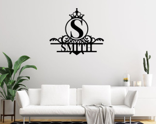 Last Name Metal Sign-LETTER MONOGRAM-Family Name-Personalized Wall Decor-Beautiful Housewarming-Wedding-Anniversary Gift-Custom Metal Sign