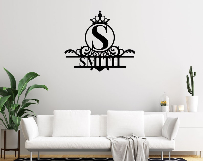 Last Name Metal Sign-LETTER MONOGRAM-Family Name-Personalized Wall Decor-Beautiful Housewarming-Wedding-Anniversary Gift-Custom Metal Sign