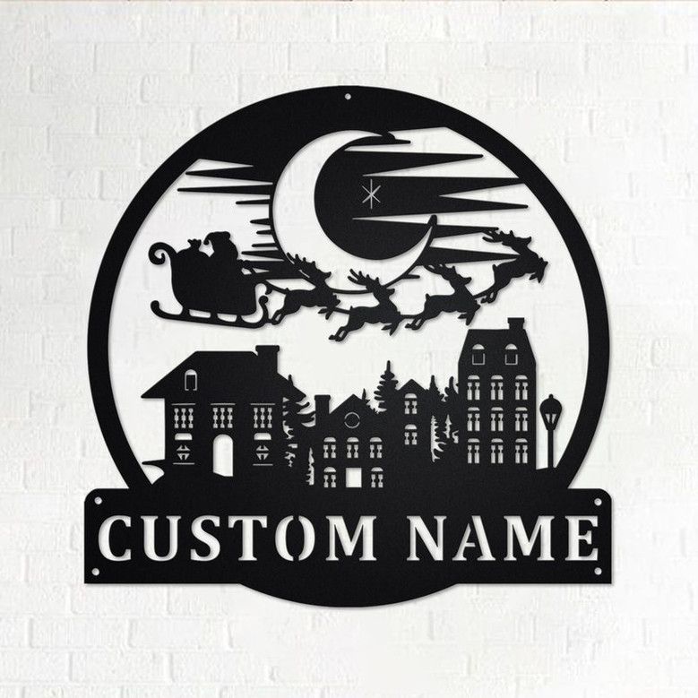 Custom Santa Claus Merry Christmas Metal Wall Art, Personalized Santa Claus Name Sign Decoration For Room, Santa Claus Home Decor, Xmas Gift