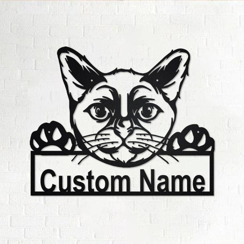 Custom Burmese Cat Metal Wall Art, Personalized Burmese Cat Name Sign Decoration For Room, Burmese Cat Home Decor, Custom Burmese Cat
