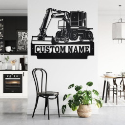 Custom Road Excavator Metal Wall Art, Personalized Excavator Name Sign Decoration For Room, Excavator Metal Home Decor, Custom Excavator