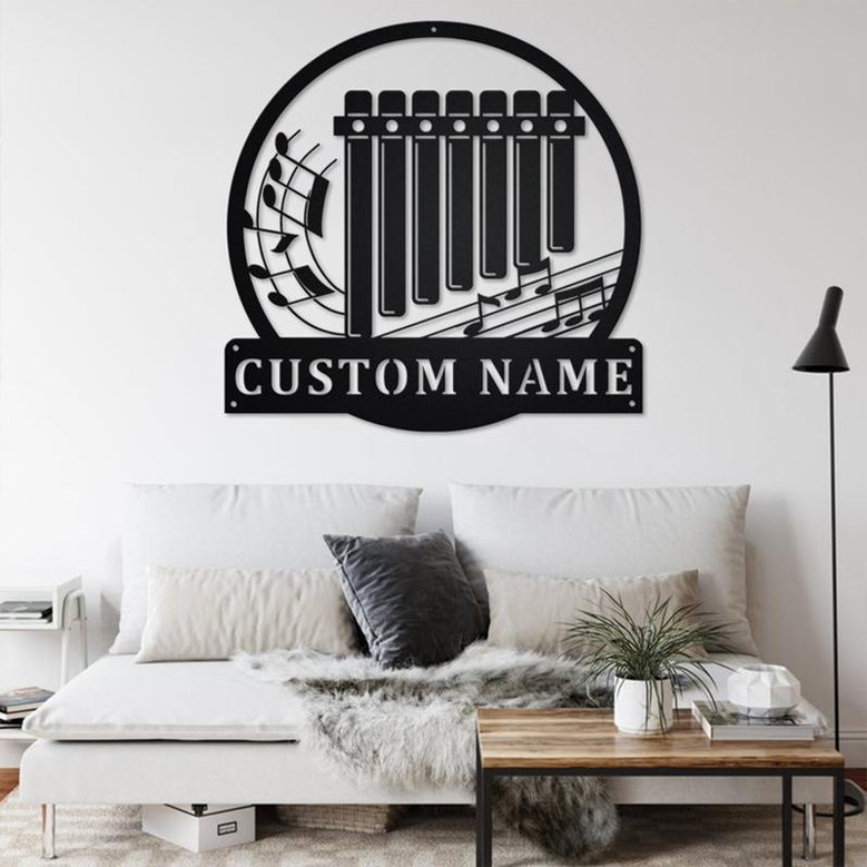 Custom Pan Flute Musical instrument Metal Wall Art, Personalized Pan Flute Teacher Name Sign Decoration For Room, Pan Flute Home Decor