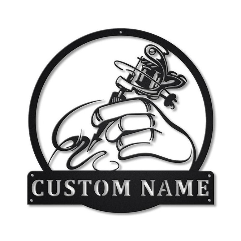 Personalized Tattoo Artist Metal Sign Art | Custom Tattoo Artist Monogram Metal Sign | Tattoo Artist Gifts | Job Gift | Birthdy Gift
