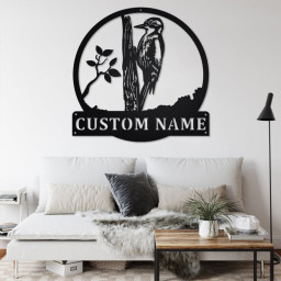 Custom Bird woodpecker Metal Wall Art, Personalized Bird woodpecker Name Sign Decoration For Room, Bird woodpecker Home Decor, Custom Bird