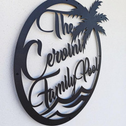 Personalized Family Pool Metal Sign, Pool Palm Tree Metal Sign
