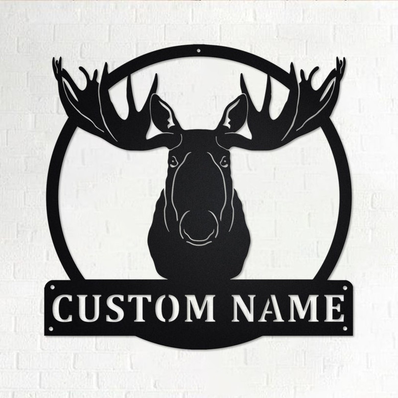 Custom Moose Head Metal Wall Art, Personalized Moose Head Name Sign Decoration For Room, Moose Head Home Decor, Custom Moose Head,Moose Gift