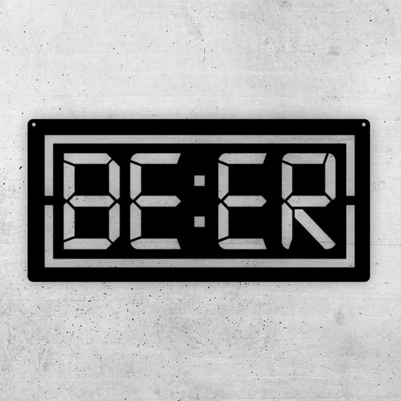 Beer O'clock metal sign, Beer Time Metal Sign, Bar Sign, Gift for Him, Man Cave Sign, Backyard Bar & Grill Metal Sign, Patio Bar Sign,