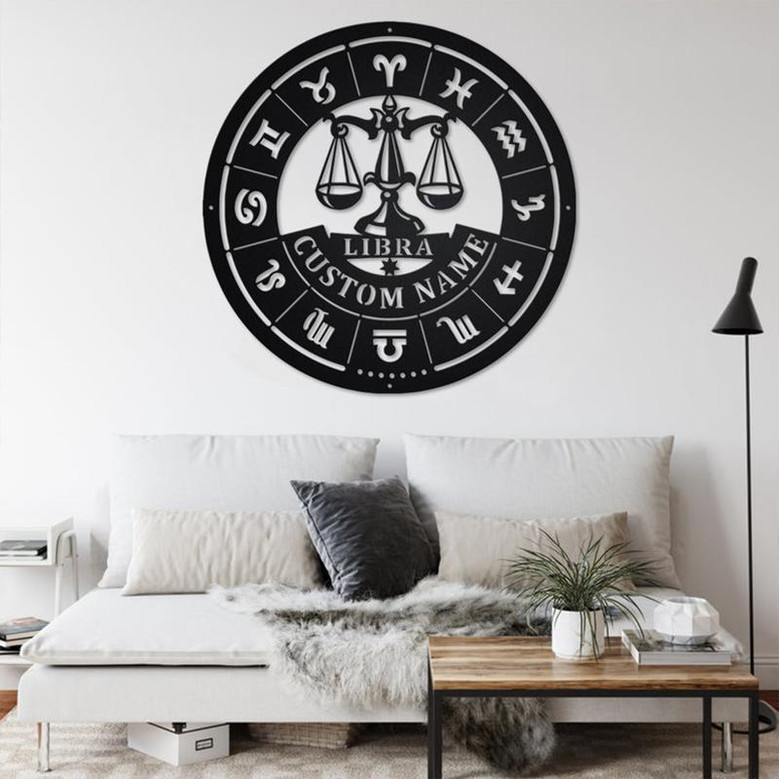 Custom Libra Zodiac Metal Wall Art, Personalized Libra Zodiac Name Sign Decoration For Room, Horoscope Home Decor, Custom Libra Zodiac