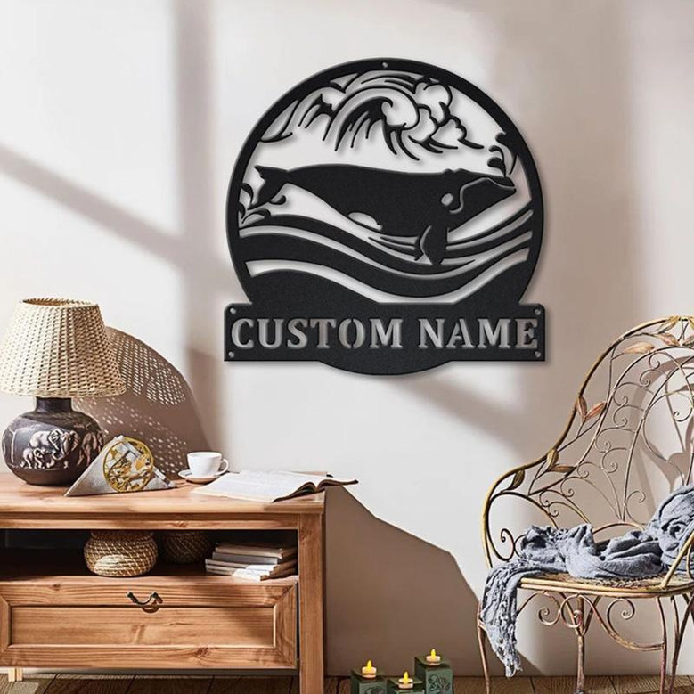 Personalized Eubalaena MonogramMetal Sign Art | Custom Eubalaena Monogram Metal Sign | Beach Gifts | Decor Decoration