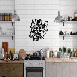Life Is What Happens Between Coffee And Wine Wall Hanging Metal Coffee Sign Kitchen Decor Coffee Bar Sign Farmhouse Decor Coffee Lover