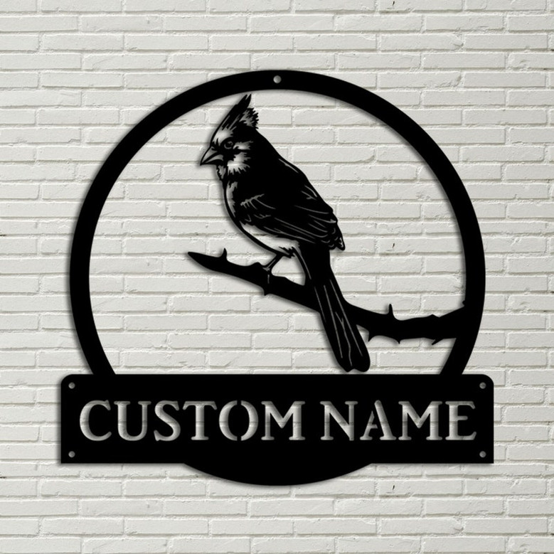 Personalized Cardinals Birds Monogram Metal Sign Art Custom Cardinals Birds Metal Sign Cardinals Birds Lover Sign Decoration For Living Room