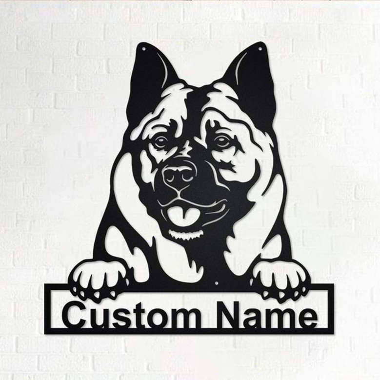 Custom Norwegian Elkhound Dog Metal Wall Art, Personalized Norwegian Elkhound Name Sign Decoration For Room, Norwegian Elkhound Home Decor