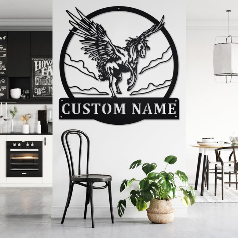Custom Pegasus Metal Wall Art, Personalized Pegasus Name Sign Decoration For Room, Pegasus Home Decor, Custom Pegasus, Pegasus Metal Decor