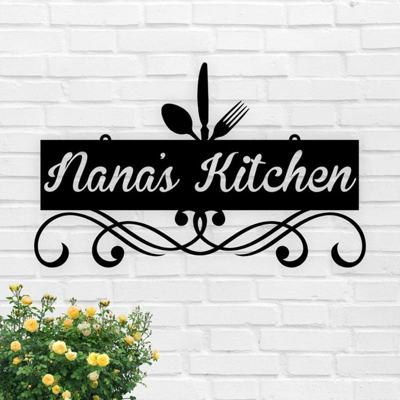 Custom Metal Kitchen Sign, Nana's Kitchen Metal Sign, Personalized Kitchen Signs, Mom's Kitchen, Kitchen Decor, Personalized Sign