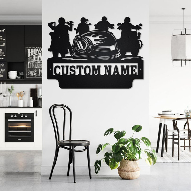 Custom Biker Squad Metal Wall Art, Personalized Biker Name Sign Decoration For Room, Biker Skull Metal Home Decor, Custom Biker, Biker Squad