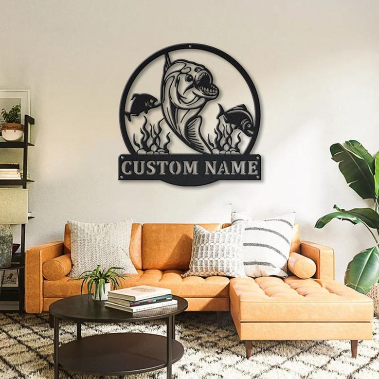 Personalized Piranha Fish Metal Sign Art | Custom Piranha Fish Metal Sign | Fishing Gift | Beach Funny