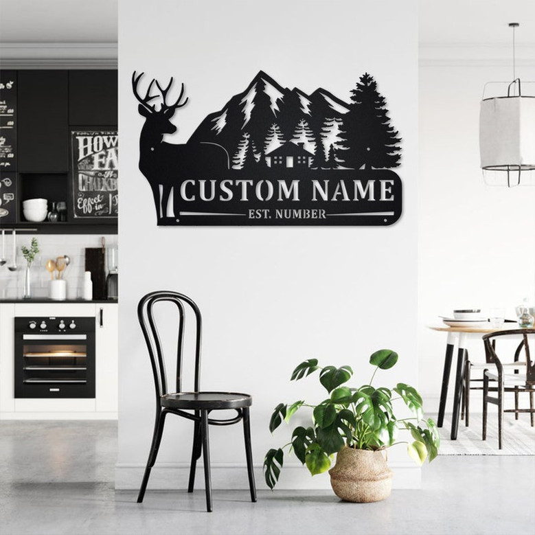 Custom Deer Family Metal Wall Art, Personalized Deer Family Name With Established Date Sign Decoration For Room, Deer Family Home Decor