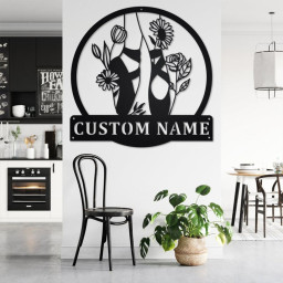 Custom Floral Ballet Shoes Metal Wall Art, Personalized Ballet Dancer Name Sign Decoration For Room, Ballet Metal Home Decor, Custom Ballet
