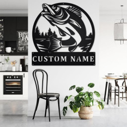 Custom Walleye Fishing Metal Wall Art, Personalized Walleye Fisher Name Sign Decoration For Room, Walleye Fishing Metal Home Decor, Walleye