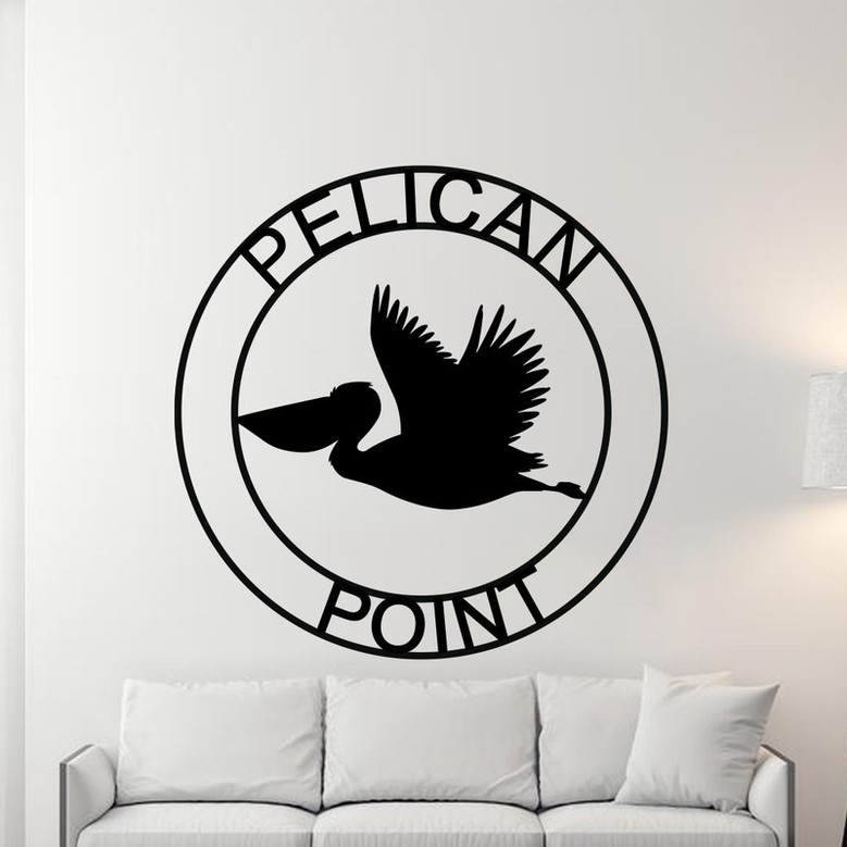 Personalized Metal Pelican Sign, Customizable Door Hanger or Wall Art, Pelican Sign, Last name Sign, Metal sign, Lake Sign, Lake House Sign