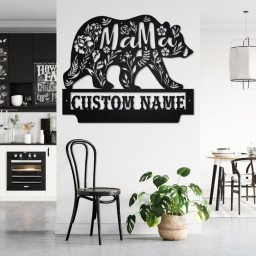 Custom Mama Bear Metal Wall Art, Personalized Mama Bear Name Sign Decoration For Room, Mama Bear Metal Home Decor, Custom Mama Bear