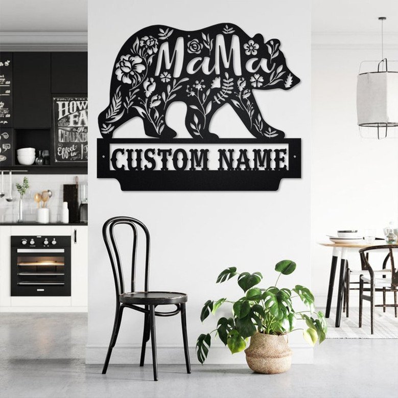 Custom Mama Bear Metal Wall Art, Personalized Mama Bear Name Sign Decoration For Room, Mama Bear Metal Home Decor, Custom Mama Bear