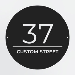 Circle Address Plaque With Custom House Number, Street Name, Personalized Solid Framed Metal Sign