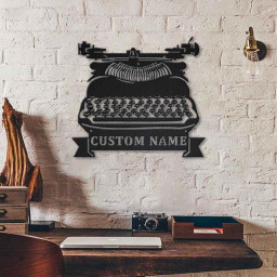 Personalized Typewriter Metal Sign Art | Custom Typewriter Monogram Metal Sign | Typewriter Gifts
