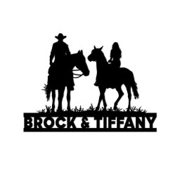 Personalized Couple Horses Cowgirl Cowboy Metal Sign, Western Horseshoe Couple, Riders Mr & Mrs Monogram, Metal Wall Art Decor