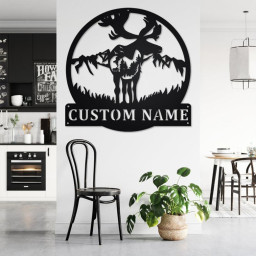 Custom Moose Metal Wall Art, Personalized Moose Hunter Name Sign Decoration For Room, Moose Metal Home Decor, Custom Moose