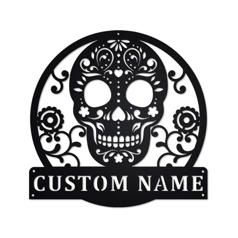 Personalized Sugar Skull Metal Sign | Sugar Skull Metal Wall Art | Sugar Skull Metal wall Decor | Sugar Skull Lover| Custom Sugar Skull