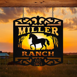 Personalized Metal Horse Sign Monogram Custom Outdoor Farm Farmhouse Ranch Stable Acres Wall Decor Art Gift