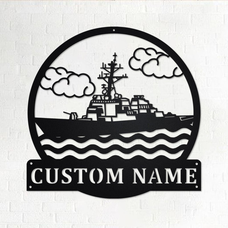 Custom Destroyer Ship Metal Wall Art, Personalized Destroyer Ship Name Sign Decoration For Room, Destroyer Ship Metal Home Decor,Custom Ship