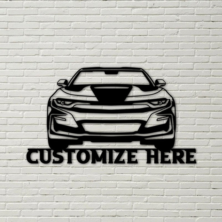 Customizable Metal Camaro Inspired Sign, Personalized Sports Car Decoration, Metal Garage Decoration, Metal Racing Motorsports Decor
