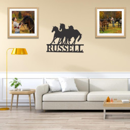 Personalized Running Horse Monogram Metal Sign
