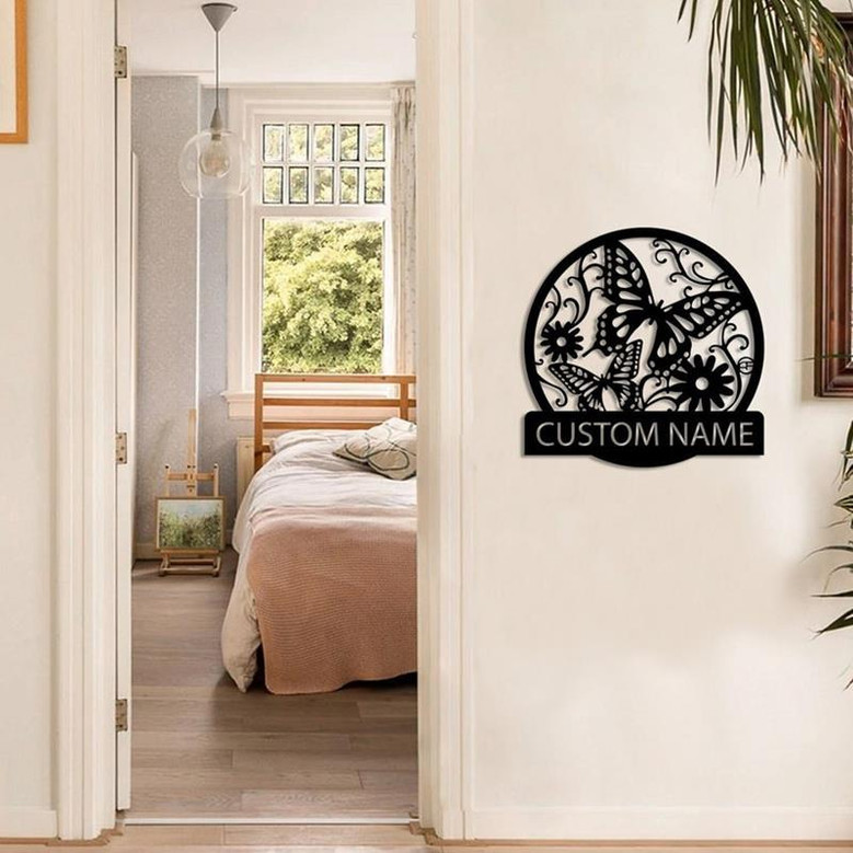 Butterfly Wall Sign, Personalized Metal Sign, Interior Wall Sign, Outdoor Wall Sign, Custom Wall Sign, Family Name Sign, Entryway Wall Sign
