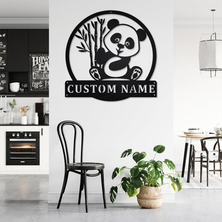 Personalized Panda Bear Metal Sign | Panda Bear Metal Wall Art | Panda Bear Metal wall Decor | Panda Bear Lover Gift | Custom Panda Bear