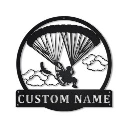 Personalized Powered Parachute Monogram Metal Sign Art ,Custom Powered Parachute Metal Sign, Parachute Lover Sign Decoration For Living Room