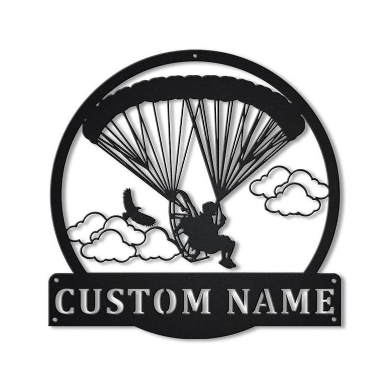 Personalized Powered Parachute Monogram Metal Sign Art ,Custom Powered Parachute Metal Sign, Parachute Lover Sign Decoration For Living Room