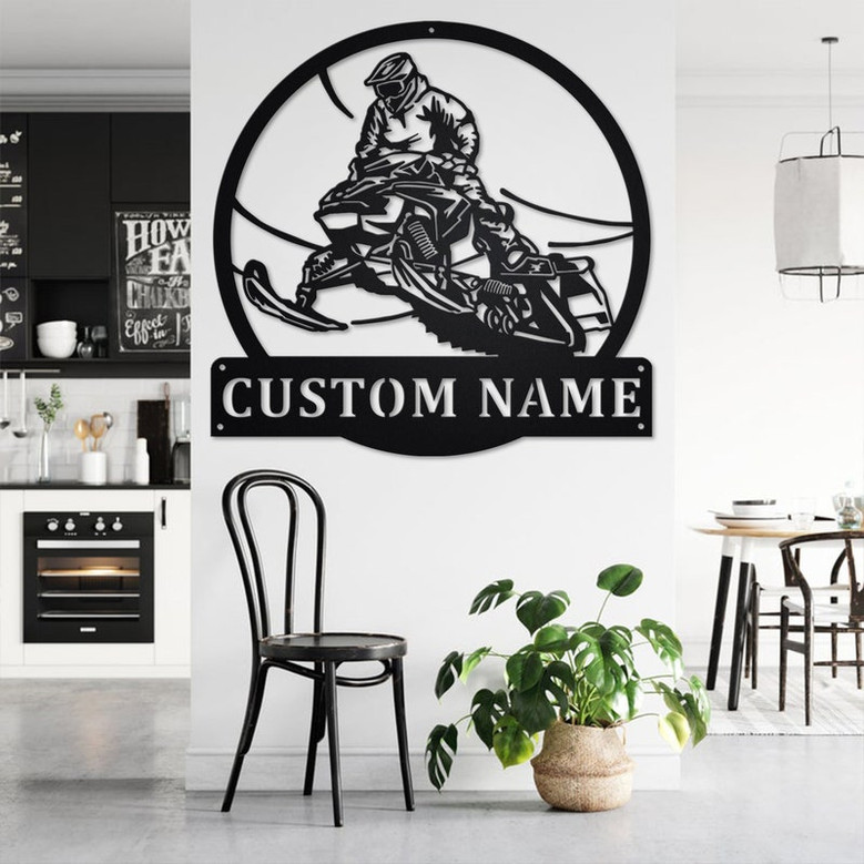 Custom Snowmobile Jump Metal Wall Art, Personalized Snowmobiler Name Sign Decoration For Room, Snowmobile Home Decor, Custom Snowmobile