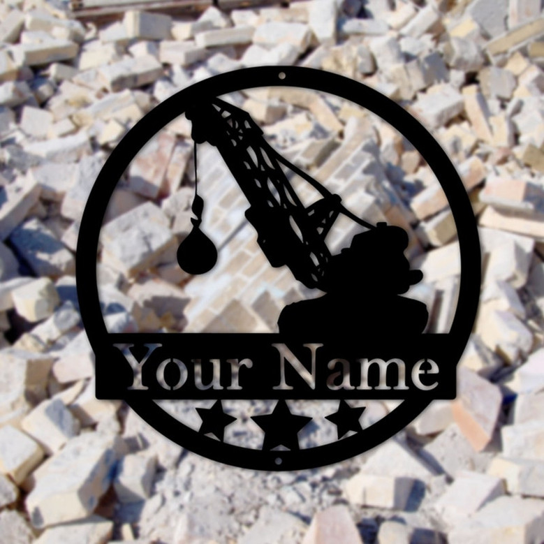 Construction Collection Wrecking Ball, metal sign, art, wall decor, Demolition, company, truck metal sign, personalized sign, wrecking ball
