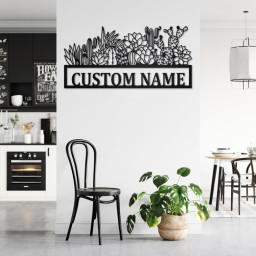 Custom Cactus Border Metal Wall Art, Personalized Cactus Name Sign Decoration For Room, Cactus Metal Home Decor, Custom Cactus Border,Cactus