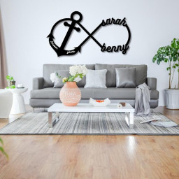 Personalized Infinity Anchor Metal Sign, Metal Established infinity Sign, Housewarming Gift, Door Hanger, Wedding Gift, Metal Monogram Sign