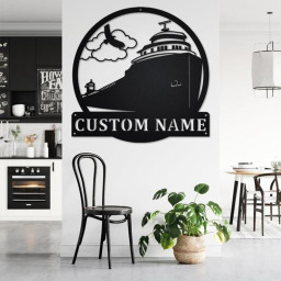 Custom Lake Freighter Ship Metal Wall Art, Personalized Freighter Ship Name Sign Decoration For Room, Lake Freighter Ship Metal Home Decor